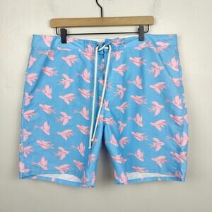 Strong Boalt Swim Shorts Mens 38 Blue Flying Fish Pink Trunks Palm Beach FL‎